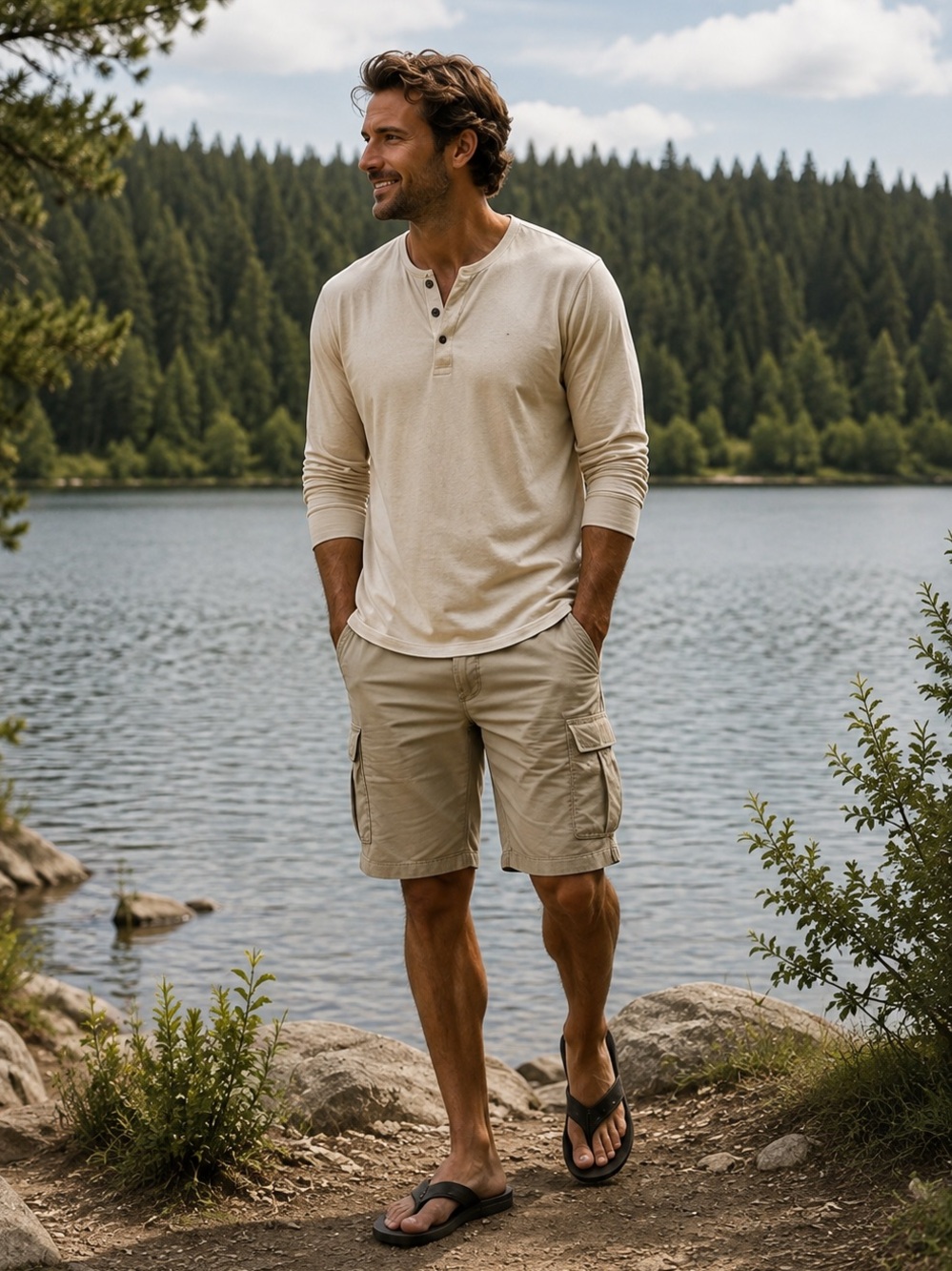 Gap 11” Cargo Shorts Khaki Tan Relaxed Utility Cotton Stretch Mens 33